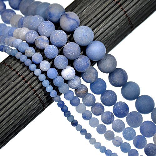 AD Beads Beautiful Natural Matte Gemstone Round Spacer Loose Beads 4-12mm (4mm, 12 Matte Blue Aventurine) - color: 12 Matte Blue Aventurine, size: 4mm