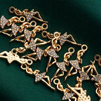 Pack of 20 Rhinestone Charms Gold Plated Pendants Pave Crystal Accessories for Necklace Bracelet Jewelry Making DIY Crafting - color: (Ballet)VID61701