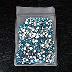 AD Beads 1440 Pieces Mixed Size No Hotfix Glue on Quality Glass Flatback Rhinestones Round Crystal Gems (08 Blue Zircon) - color: Blue Zircon 08