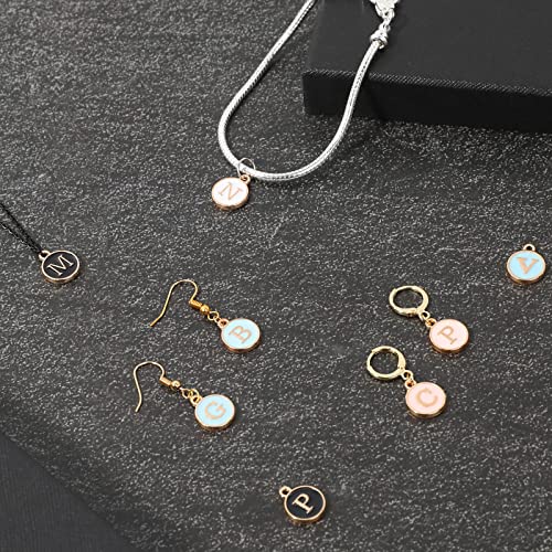 104 PCS Letter Charms for Jewelry Making - Double Sided Alphabet & Initial Charms for Necklace & Bracelet - color: 4 colors