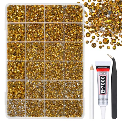 qiipii Golden Resin Rhinestones w B7000 Jewelry Glue for Bedazzling Crafting 2mm 3mm 4mm 5mm 6mm Flatback Jelly Stones Diamonds Gems Charms for Nails Face Eyes Makeup Tumblers Crafts Shoes﻿ Clothes - color: Golden, size: Jelly Ab