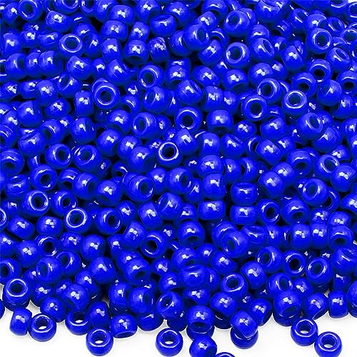 1000 Pcs Royal Blue Pony Beads for Bracelet Plastic Beads for Jewelry Making Colourful Beads for Friendship Bracelets 6x9mm Independent Day Beads for DIY Jewelry Party Decoration Supplies - color: Royal Blue