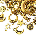 BronaGrand Celestial Pendant Charms,Sun Moon Star Cloud Charms Lightning Bolt Charms Jewelry Charms for Necklace Earrings Bracelet Jewelry - color: Gold/50g