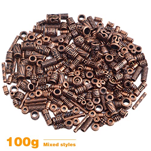 100 Gram Assorted Styles Column Spacer Beads Tibetan Alloy Barrel Tube Loose Spacer Beads Craft Supplies for DIY Bracelet Necklace Jewelry Craft Making, Antique Copper - color: Antique Copper