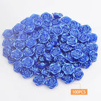 100pcs Rose Flower Spacer Beads ABS Plastic Roseflower Shape Bead Cute Roses Craft Beads Accessories Embellishments for DIY Bracelet Necklace Jewelry Making Supplies, Royal Blue - color: Blue