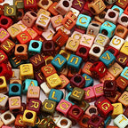 ToBeIT 1000pcs Letter Beads Acrylic Bead Alphabet Letter A-Z Cube Beads for Jewelry Making, Bracelets, Necklaces, Key Chains （Gold Color-C） - color: color-C