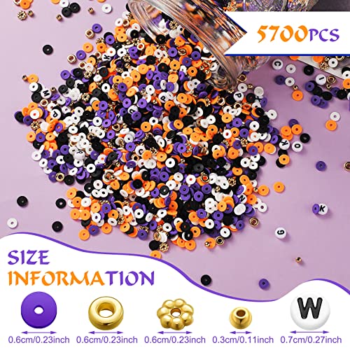 Ferraycle 5700 Pcs Fall Halloween Clay Beads Set Christmas Clay Beads Holiday DIY Jewelry Making Kits for Bracelet Necklace Earring(Black, Purple, Orange, White) - color: Black, Purple, Orange, White