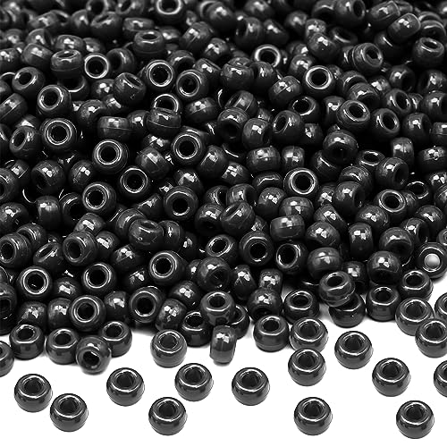Black Pony Beads for Friendship Bracelets Holiday Party Plastic 1000 Pcs Halloween Beads for Jewelry Making DIY Bracelet Necklace Party Decoration Supplies - color: Black