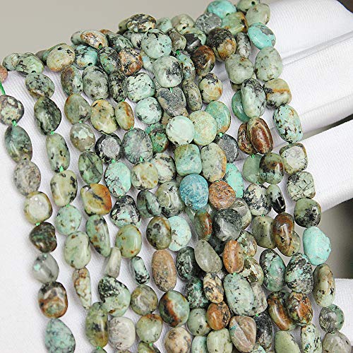MJDCB Natural Irregular Shape Stone Beads 8-10mm Africa Turquoise Gemstone Energy Cured for Jewelry Making Bracelet Necklaces - color: Africa Turquoise