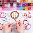 SONGIN 6mm Glass Beads Jewelry Making Kit, 3600 PCS Round Chakra Beads for Bracelet, Assorted Crystal Glass Bead for DIY Bracelets Necklaces Crafts Supplies