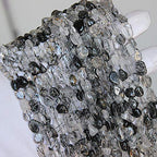 MJDCB Natural Irregular Shape Stone Beads 6-8mm Black Quartzrutilated Gemstone Energy Crystal for Jewelry Making Bracelet Necklace - color: Black Quartzrutilated