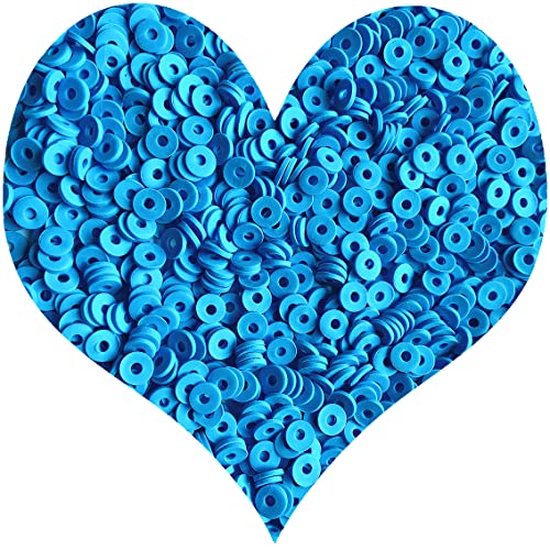 3000Pcs Flat Round Polymer Beads Vinyl Heishi Beads for Jewelry Making Women Necklace Bracelet Earrings (13-Blue) - color: 13-Blue