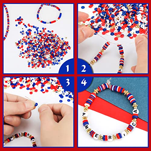 Ferraycle 5700 Pcs Fall Halloween Clay Beads Set Christmas Clay Beads Holiday DIY Jewelry Making Kits for Bracelet Necklace Earring(Red, Blue, White) - color: Red, Blue, White