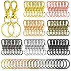 Hotop 100 Pieces Swivel Clasps Set 50 Piece Lanyard Snap Hooks with 50 Piece Key Chain Rings, Lobster Keychain Clip Hooks Lobster Claw Clasps for Keychain Jewelry DIY (Multicolored)