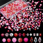 1000pcs Glass Beads for Jewelry Making Colorful Rainbow Craft Crystal Beads with Loose Beads Sparkly Beads for DIY Necklace Bracelet Earring(Red/Pink) - color: Red/Pink