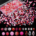 1000pcs Glass Beads for Jewelry Making Colorful Rainbow Craft Crystal Beads with Loose Beads Sparkly Beads for DIY Necklace Bracelet Earring(Red/Pink) - color: Red/Pink