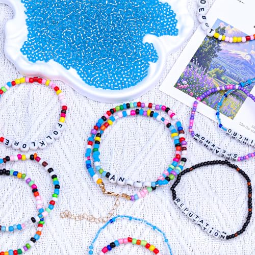 5000pcs Glass Seed Beads, 3mm 8/0 Small Individual Color Seed Beads Mini Pony Bulk for DIY Bracelet Necklaces Wrist Jewelry Making, Frosted Silver Blue - color: Frosted Silver Blue