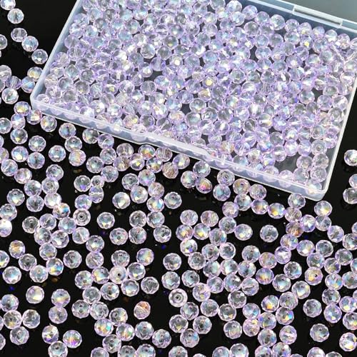460Pcs 8mm Crystal Glass Beads for Jewelry Making Beads for Bracelets Necklace Pendants Making Supplies(Light Purple) - color: Light purple, size: 8mm 460pcs