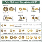 PH PandaHall 540pcs Antique Golden Spacer Beads, 18 Styles Tibetan Alloy Jewelry Beads Metal Spacers Charms for Bracelet Necklace Jewelry Making Supplies - color: 18 Styles Antique Golden - 540pcs