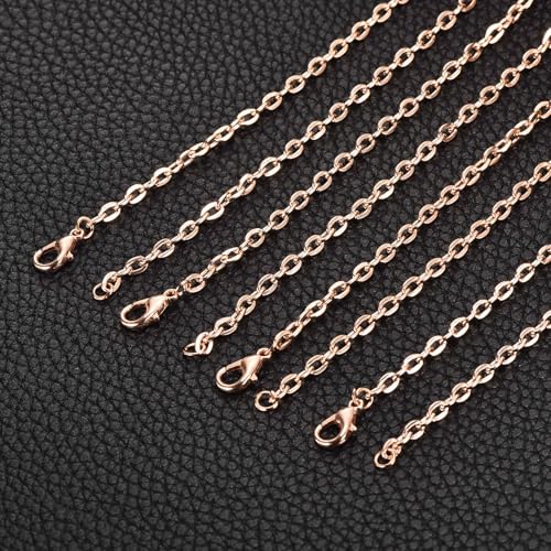 HARFINGTON 20 Pack 18 Inch Necklace Chains Bulk 3.2mm Rose Gold Plated Cable Chains with Lobster Clasps for Jewelry Making - color: Rose Gold, size: 18 Inch x 3.2mm