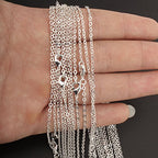 Wholesale 12 PCS Silver Plated Solid Brass Fine Flat Cable Chains Bulk for Jewelry Making 18-30 inches (24 Inch(2MM)) - color: Silver, size: 24 inch-0.079 inch