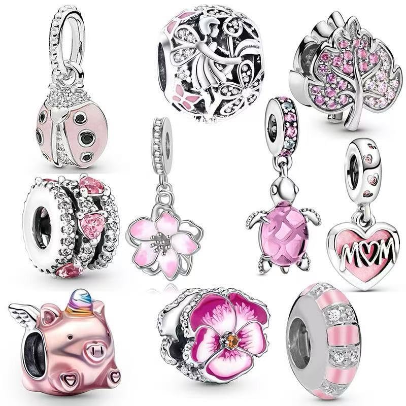 10 Pack Silver Charms,CZ Pendant Charms for Bracelets and Necklaces, DIY Jewelry Accessories,Jewelry Charm Set for Women Wife Gift.Birthday Gift - style: set37