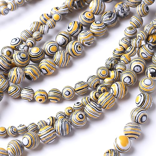 10MM Yellow Peacock Turquoise Round Loose Beads Natural Gem Beads Crystal Energy Stone Beads for Jewelry Making DIY Bracelet Necklace - color: Yellow Peacock Turquoise, size: 10MM