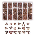 PH PandaHall 540pcs Tibetan Spacer Beads 18 Styles Red Copper Spacer Beads Flat Alloy Bead Spacers Jewelry Loose Beads Metal Craft Beads for Bracelet Necklace Jewelry Supplies - color: 18 Styles Red Copper - 540pcs