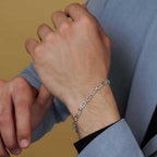 LeCalla Handmade Sterling Silver Mens Bracelets | Solid Italian 925 Chain Bracelets | Classic Designs Chain Bracelets for Men | Men's Silver Bracelet Gift for Dad, Boyfriend, Son - style: 8.5" Open Rectangle Link