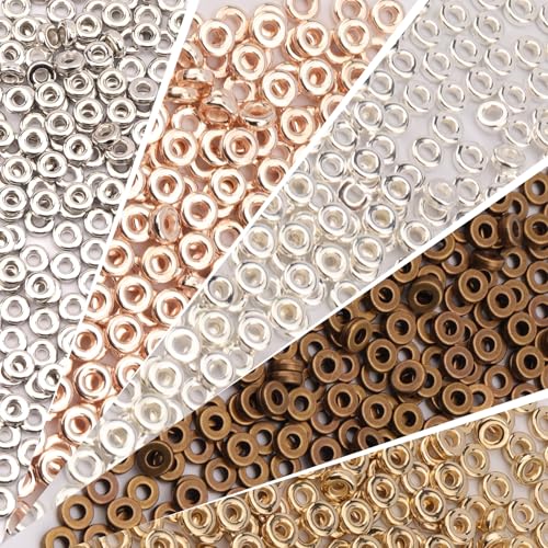 Oubaka 2000pcs 6mm Flat Disc Spacer Beads 5 Colors Flat Round Spacer Beads Disc Spacer Loose Beads Flat Round Rondelle Spacer Beads for Bracelet Necklace Jewelry DIY Crafts Making, 202_A_NO8 - color: 2000pcs; 5 colors; round