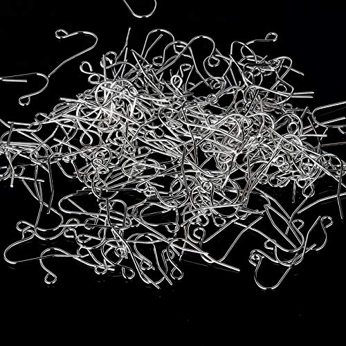 200 Pack Silver Earring Hooks Ear Wires for DIY Jewelry Findings Supplies Fishhook Connector Charm Hooks - color: White Gold