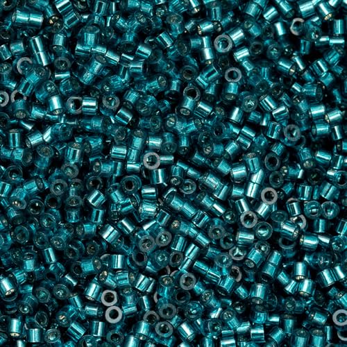John Bead 25g Cylin Beads Blue Zircon Silver Lined 11/0 Glass Cylindrical Seed Beads for Jewelry Bracelets Necklaces Earrings Making Embroidery - color: Blue Zircon Silver Lined