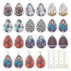 Elecrelive Teardrop Wood Earring Making Kit 36pcs Sport Theme Printed Earring Charms Ball Game Big Wood Pendants with Basketball Baseball Tennis Pattern for DIY Jewelry Making - color: Sport Theme