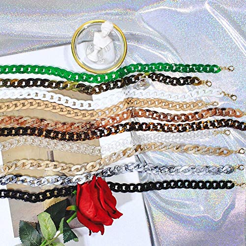 Aumey Clear White Black Brown Acrylic Chain Clutch Purse Strap Handles Bag Handbag Purse Replacement Chains 40 Inches - color: Transparent