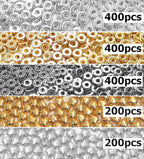 6mm Flat Round Spacer Beads, Clay Beads for Bracelets Making Kit, Heishi Polymer Flat Disc Spacer Beads for Jewelry Making, Clay Beads for Jewelry Making Gold Beads Silver (1600pcs(400Heart)) - color: 1600pcs(400Heart)