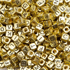 1000pcs Square Letter Beads for Bracelets, 6x6mm Gold Cube Alphabet A-Z Beads for Jewelry Making Friendship Bracelets (Cube Gold) - color: 6x6mm gold