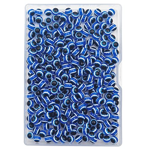INSPIRELLE 300 Pieces 6mm Blue Round Resin Turkish Evil Eye Beads for for Jewelry Bracelet Craft Making - color: Blue (Round), size: 6mm