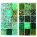 Jexine 2 Sets 30 Colors Glass Seed and Bugle Beads Kit Small Loose Craft Beads for Jewelry Making DIY Crafts Bracelets and Necklaces (Green, Cyan) - color: Green, Cyan