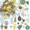 stino 100g Metal Pendant Charms for Jewelry Making, Bulk Silver & Gold Plated Charms for Braclet Necklace Crafts, Animal Plant Flower Pet and so on - color: Character Mixed Color