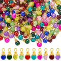 100/200Pcs Crystal Dangle Charms for Jewelry Making Bulk Small Cute Charms Transparent Glass Beads Pendants with Silver Gold Caps for Earring Necklace Bracelet DIY Supplies - color: Gold A