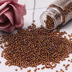 10100 Pcs Size 11/0 Glass Seed Beads, 2 mm Metallic Amber Small Mini Spacer Loose Pony Beads for Jewelry Making and DIY Crafts - color: Metallic Amber, size: Small