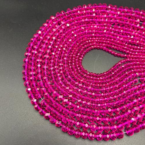 1040PCS Assorted Size Glass Beads, 4/6/8mm Crystal Glass Beads for Jewelry Making, Briolette Crystal Spacer Loose Bulk Beads for DIY Crafts, Suncatchers, Rosered Color - color: Rosered