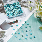 arricraft 2 Strands Natural Turquoise Beads, 6mm Flat Round Heishi Beads Disc Turquoise Gemstone Loose Beads for Bracelets Necklaces Earring Jewelry Making - size: 6x3mm