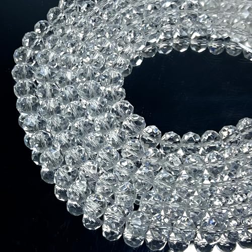 1040pcs 4/6/8mm Glass Beads Transparent, Faceted Crystal Loose Rondelle Beads for Jewelry Making Bracelets Necklaces Suncatchers Plants Succulent DIY Crafts - color: Transparent