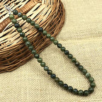 AAA Perfect Natural GREEN JADE Gemstone 8mm Round Beaded Stretchable 15.5" Inches Choker Necklace