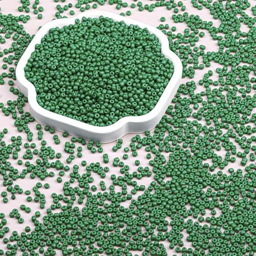 8/0 Glass Seed Beads Bulk, Green 3mm Tiny Round Craft Seed Bead, Small Mini Pony Beads for Jewelry Making Bracelet Necklace Wrist Beading Weaving Supplies, 2500pcs - color: Green