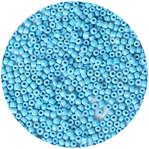 Bala&Fillic Opaque Light Blue Color 4mm Seed Beads About 1200pcs/100Grams in Bag, 6/0 Glass Craft Beads for Making Bracelet and Necklace (Light Blue) - color: Light Blue -4mm