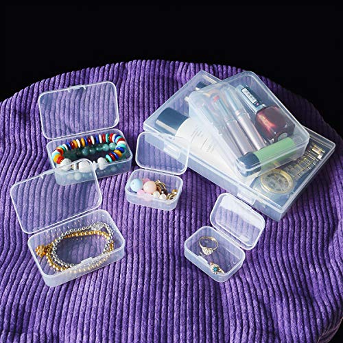 96 Pack Rectangular Clear Plastic Storage Containers Box with Hinged Lid for Beads and Other Small Craft Items (Mixed Sizes 2) - size: Mixed Sizes 2