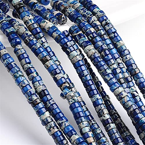 Craftdady 126Pcs Heishi Coin Natural Imperial Jasper Gemstone Beads Flat Round Disc Energy Healing Stone Loose Beads 6mm for Jewelry Bracelet Necklace Earring, Blue - color: Blue Imperial Jasper, size: 6mm
