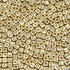 1000pcs Square Letter Beads for Bracelets, 6x6mm Gold Cube Alphabet A-Z Beads for Jewelry Making Friendship Bracelets (Cube Gold) - color: 6x6mm gold
